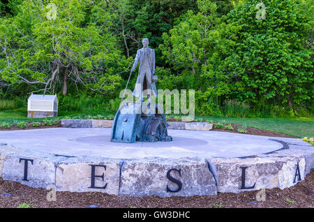 The statue of Nikola Tesla, a Serbian American inventor, electrical ...