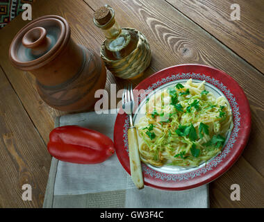 Garlic Butter Spaghetti with Zucchini Noodles.  from Tuscany Stock Photo