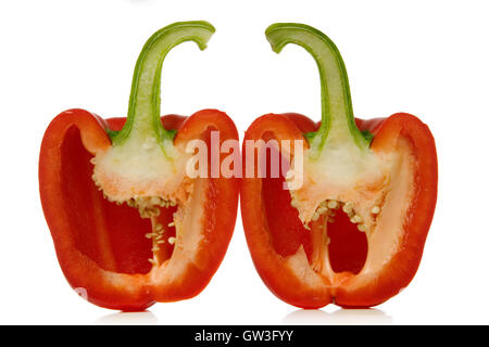 red pepper sliced over white background Stock Photo
