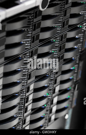 San Storage Hard Drives In Large Data Center Stock Photo