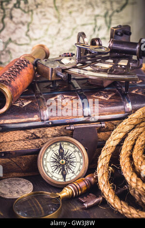 Old nautical instruments Stock Photo