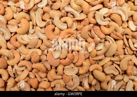 Roasted cashews nuts food texture pattern as background Stock Photo