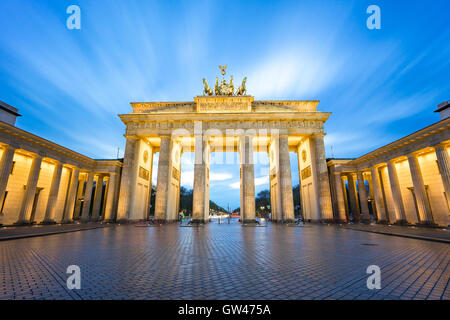 The long exposure view of Brandenburger Tor in Berlin, Germany. Stock Photo