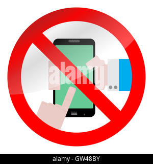 Ban use smarphone device. No phone zone sign prohibition. Vector illustration Stock Photo