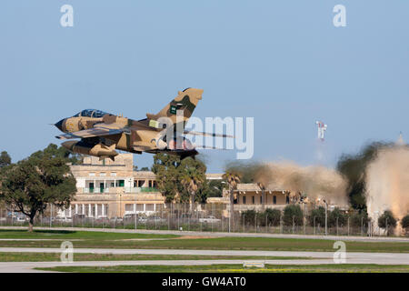 Saudi Arabian Air Force Panavia Tornado IDS taking off from Malta on its way back to Saudi Arabia after undergoing an upgrade. Stock Photo