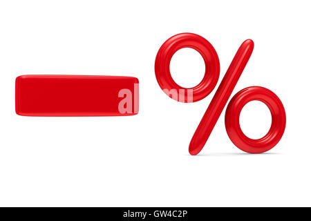decrease percent on white background. Isolated 3D image Stock Photo - Alamy