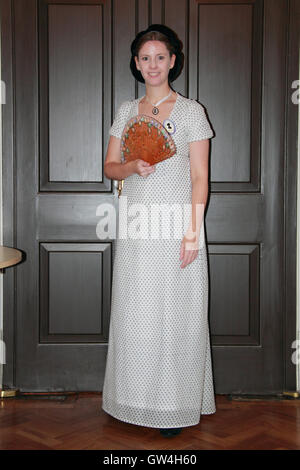 Jane Austen Festival. 9th-18th September 2016. Bath, Somerset, England, UK. Festival Fayre steward in the Assembly Rooms, Saturday 10th September 2016. Credit:  Ian Bottle/Alamy Live News Stock Photo