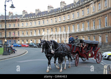 Jane Austen Festival. 9th-18th September 2016. Bath, Somerset, England, UK. Horse and Carriage tour in The Circus, Saturday 10th September 2016. Credit:  Ian Bottle/Alamy Live News Stock Photo