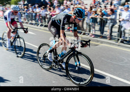 Team Sky rider Wout Poels competing in the 2016. Tour of Britain cycle race final stage, London, UK. Stock Photo