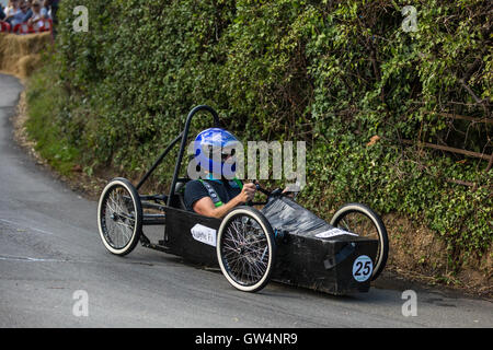 Cookham Dean, UK. 11th Sep, 2016. A custom-built go-kart competes in the Cookham Dean Gravity Grand Prix in aid of the Thames Valley and Chiltern Air Ambulance. The Grand Prix covers a course of 700m with a descent of 32m and some karts reach speeds of 30-40 mph. Credit:  Mark Kerrison/Alamy Live News Stock Photo
