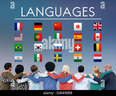 International Languages Flag Display Concept Stock Photo - Alamy