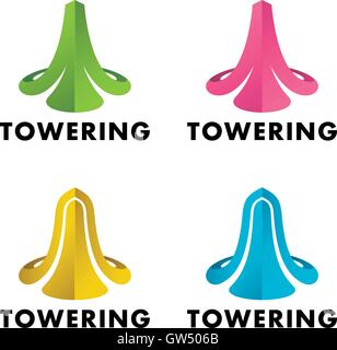 3d vector logos. Set of colorful towers symbols Stock Vector