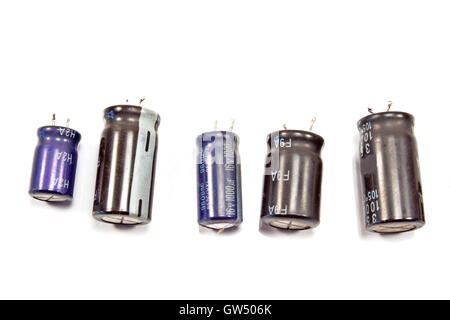 Television components old transistors isolated on white Stock Photo