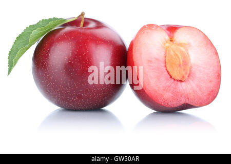 Plums plum fruit isolated on a white background Stock Photo