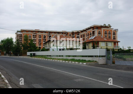 Nessebar, Bulgaria - JUNE 19, 2016: street New Nessebar emerging architecture and leisure travelers and locals people. Stock Photo