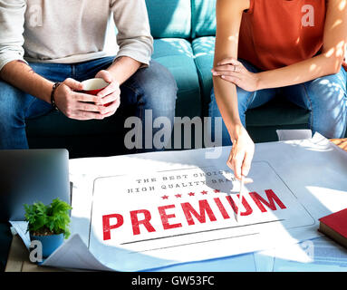 Premium Quality Value Worth Best Graphic Concept Stock Photo