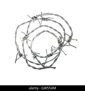 Barbed wire isolated on white background Stock Photo
