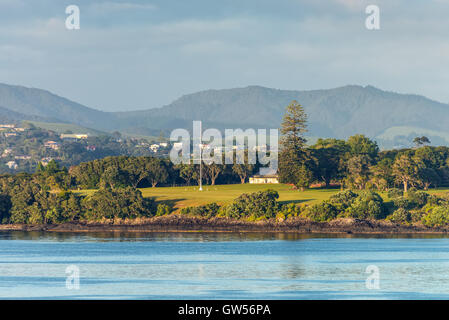 The Waitangi Treaty Grounds is the place where Maori chiefs first signed their accord with the British Crown in 1840 Stock Photo