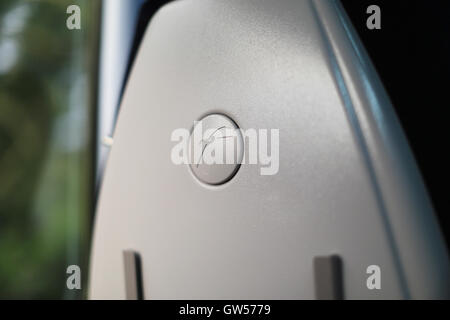 A First Great Western logo on the back of a passenger seat Stock Photo