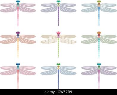 vector abstract dragonfly symbols Stock Vector