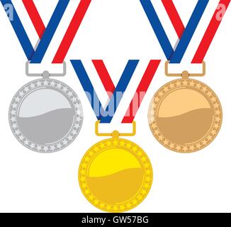 vector set of gold, silver and bronze medals Stock Vector