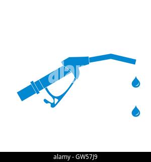Stylized icon of the fuel gun with the fuel drops on a white background Stock Vector