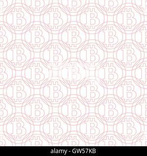 Geometric pattern of colored bitcoins on a white background Stock Vector