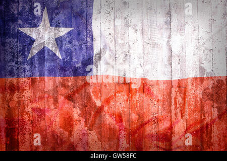 Grunge style of Chile flag on a brick wall for background Stock Photo