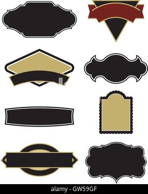 Set of 8 vector logo frame or label design elements, Just add your own text to create easy logo designs. Editable and scalable vector designs. Stock Vector
