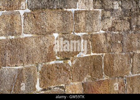 Full Frame Background Texture Granite Cornish Stone Block Wall Authentic Weathered Horizontal Stock Photo