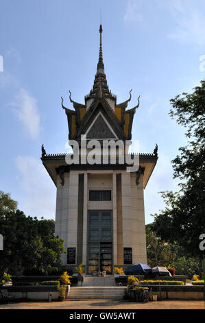 Phnom Penh - Choeung Ek Killing Fields - where the Khmer Rouge regime executed 17,000 people - Memorial Building Stock Photo