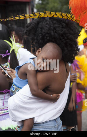 Caribbean Kiddie Parade kicks off the Caribbean Carnival over Labor Day Weekend leading up to the Labor Day  West Indian Parade along Eastern Parkway in Brooklyn, NY. Stock Photo