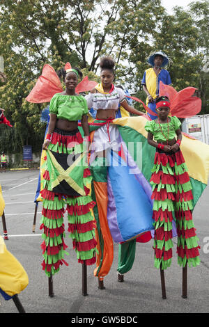 Caribbean Kiddie Parade kicks off the Caribbean Carnival over Labor Day Weekend leading up to the Labor Day  West Indian Parade along Eastern Parkway in Brooklyn, NY. Stock Photo