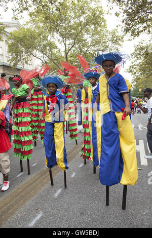 Caribbean Kiddie Parade kicks off the Caribbean Carnival over Labor Day Weekend leading up to the Labor Day  West Indian Parade along Eastern Parkway in Brooklyn, NY. Stock Photo