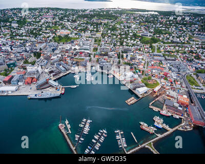 City Tromso, North Norway aerial photography. Tromso is considered the northernmost city in the world with a population above 50 Stock Photo