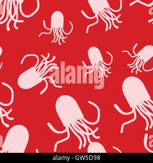 Vector Octopus pattern. Red and pink Stock Vector