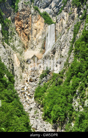 Waterfall Boka, biggest waterfall in Slovenia Stock Photo