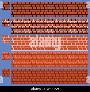 Texture for platformers pixel art vector - brick wall Stock Vector