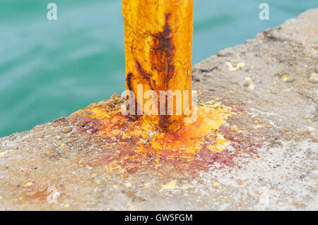 Yellow colored rusty metal construction Stock Photo