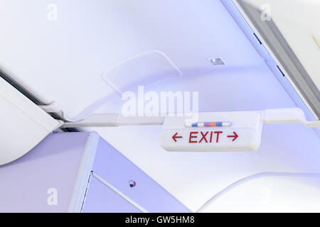 Emergency Exit Row In Airplane Stock Photo