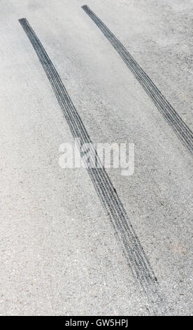 Brake marks on the road. Stock Photo