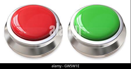 3d render of Red and Green Push Buttons. Blank for Copy Space. Stock Photo