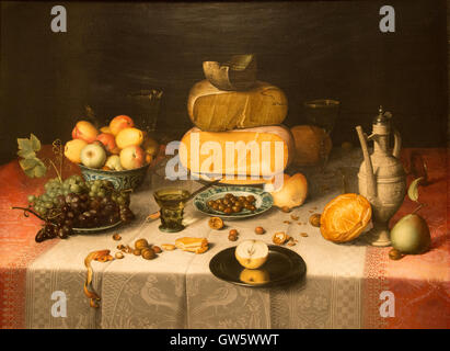 'still life with cheese' 1615 floris claesz van dijck Stock Photo
