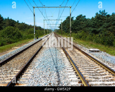 two rails disappearing Stock Photo - Alamy