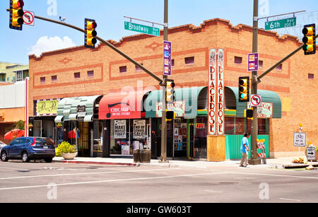 On the street corner of Broadway and 6th ave in Tucson, Arizona Stock Photo