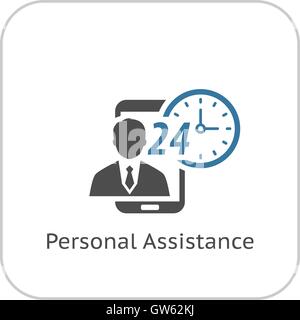Personal Assistance Icon. Flat Design. Stock Vector