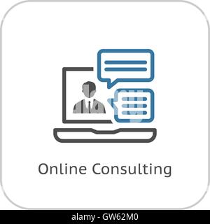 Online Consulting Icon. Flat Design. Stock Vector