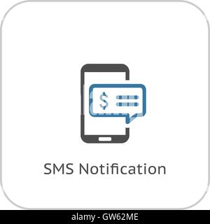 SMS Notification Icon. Flat Design. Stock Vector