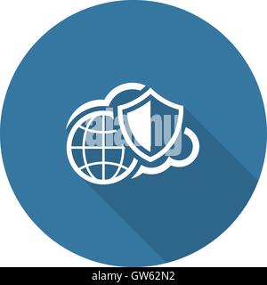 Safety Global Cloud Icon. Flat Design. Stock Vector