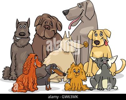 purebred dog characters group Stock Vector